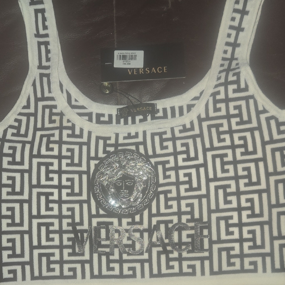 Versace Black and White Crop Top